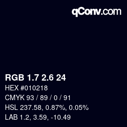 カラーコード: RGB 1.7 2.6 24 | qconv.com
