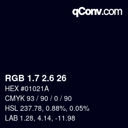カラーコード: RGB 1.7 2.6 26 | qconv.com