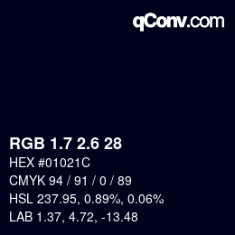 カラーコード: RGB 1.7 2.6 28 | qconv.com