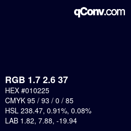 カラーコード: RGB 1.7 2.6 37 | qconv.com