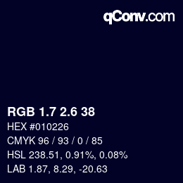 カラーコード: RGB 1.7 2.6 38 | qconv.com