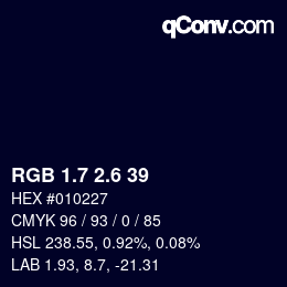 カラーコード: RGB 1.7 2.6 39 | qconv.com