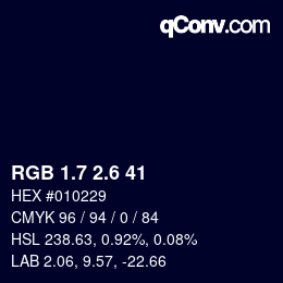 カラーコード: RGB 1.7 2.6 41 | qconv.com
