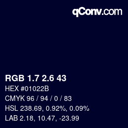 カラーコード: RGB 1.7 2.6 43 | qconv.com