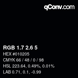 カラーコード: RGB 1.7 2.6 5 | qconv.com