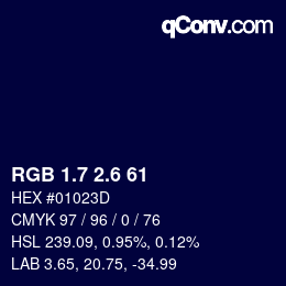 カラーコード: RGB 1.7 2.6 61 | qconv.com