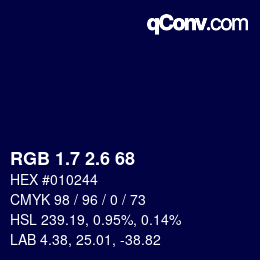 カラーコード: RGB 1.7 2.6 68 | qconv.com