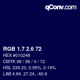 カラーコード: RGB 1.7 2.6 72 | qconv.com
