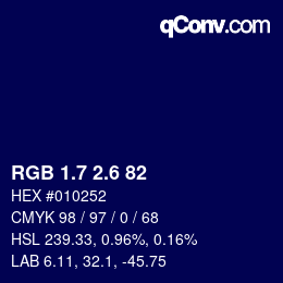 カラーコード: RGB 1.7 2.6 82 | qconv.com