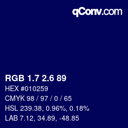 カラーコード: RGB 1.7 2.6 89 | qconv.com