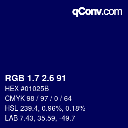 カラーコード: RGB 1.7 2.6 91 | qconv.com