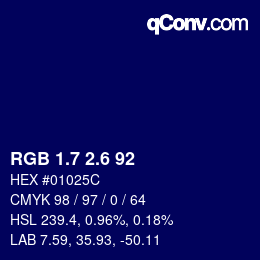 カラーコード: RGB 1.7 2.6 92 | qconv.com