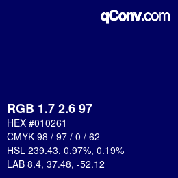 カラーコード: RGB 1.7 2.6 97 | qconv.com
