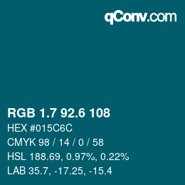 カラーコード: RGB 1.7 92.6 108 | qconv.com