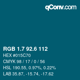 カラーコード: RGB 1.7 92.6 112 | qconv.com