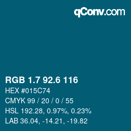 カラーコード: RGB 1.7 92.6 116 | qconv.com