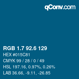 カラーコード: RGB 1.7 92.6 129 | qconv.com