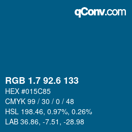 カラーコード: RGB 1.7 92.6 133 | qconv.com