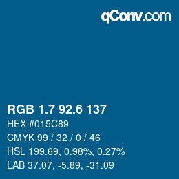 カラーコード: RGB 1.7 92.6 137 | qconv.com