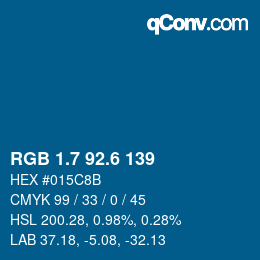 カラーコード: RGB 1.7 92.6 139 | qconv.com