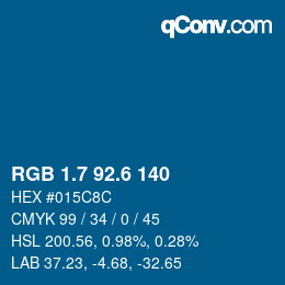 カラーコード: RGB 1.7 92.6 140 | qconv.com