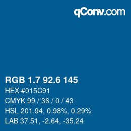 カラーコード: RGB 1.7 92.6 145 | qconv.com