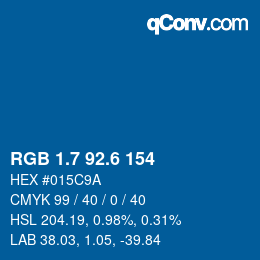 カラーコード: RGB 1.7 92.6 154 | qconv.com
