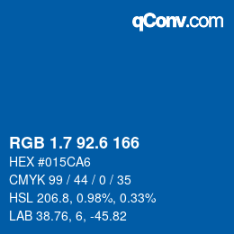 カラーコード: RGB 1.7 92.6 166 | qconv.com