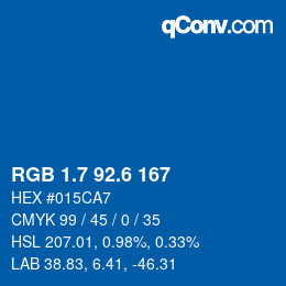 カラーコード: RGB 1.7 92.6 167 | qconv.com