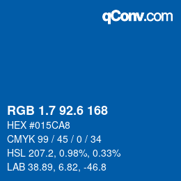 カラーコード: RGB 1.7 92.6 168 | qconv.com