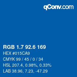 カラーコード: RGB 1.7 92.6 169 | qconv.com