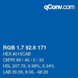 カラーコード: RGB 1.7 92.6 171 | qconv.com