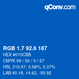 カラーコード: RGB 1.7 92.6 187 | qconv.com