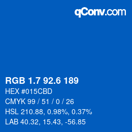 カラーコード: RGB 1.7 92.6 189 | qconv.com