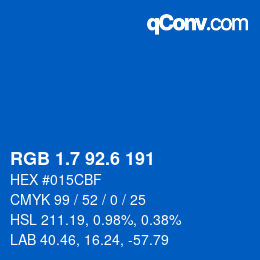 カラーコード: RGB 1.7 92.6 191 | qconv.com