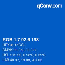 カラーコード: RGB 1.7 92.6 198 | qconv.com