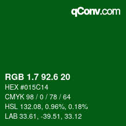 カラーコード: RGB 1.7 92.6 20 | qconv.com