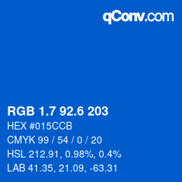 カラーコード: RGB 1.7 92.6 203 | qconv.com