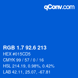 カラーコード: RGB 1.7 92.6 213 | qconv.com