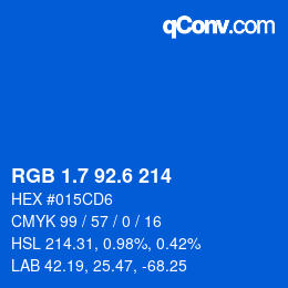 カラーコード: RGB 1.7 92.6 214 | qconv.com