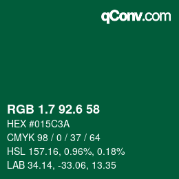 カラーコード: RGB 1.7 92.6 58 | qconv.com