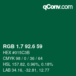 カラーコード: RGB 1.7 92.6 59 | qconv.com