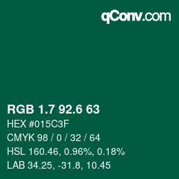 カラーコード: RGB 1.7 92.6 63 | qconv.com