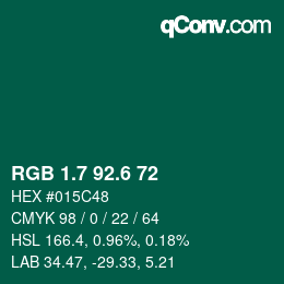 カラーコード: RGB 1.7 92.6 72 | qconv.com