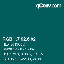 カラーコード: RGB 1.7 92.6 92 | qconv.com