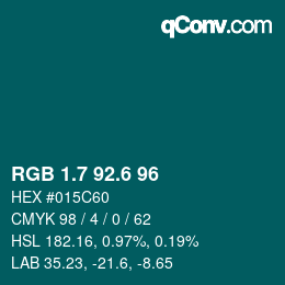 カラーコード: RGB 1.7 92.6 96 | qconv.com
