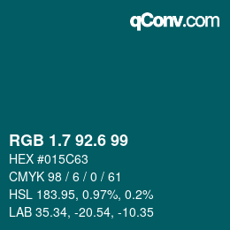 カラーコード: RGB 1.7 92.6 99 | qconv.com