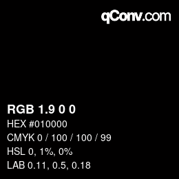 Color code: RGB 1.9 0 0 | qconv.com