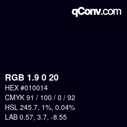 カラーコード: RGB 1.9 0 20 | qconv.com