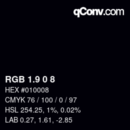 Color code: RGB 1.9 0 8 | qconv.com